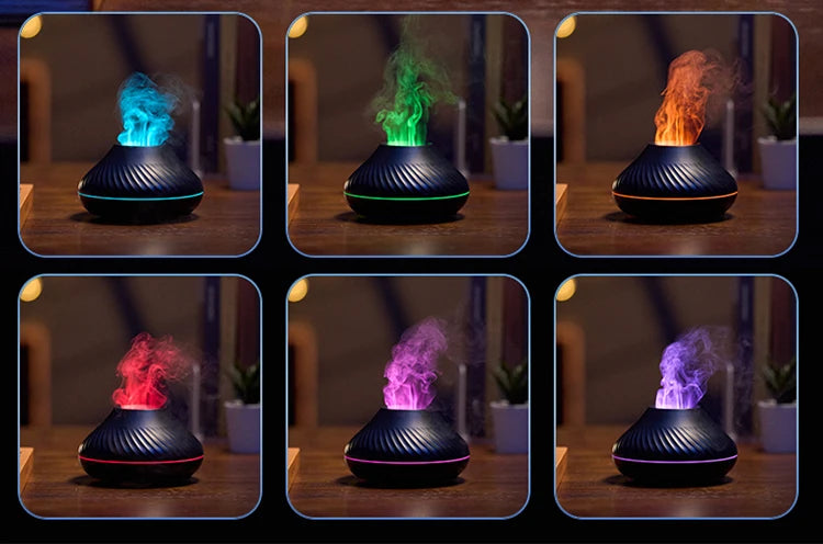 Portable Volcanic Aroma Diffuser with Color Flame