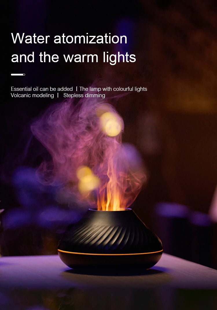 Portable Volcanic Aroma Diffuser with Color Flame