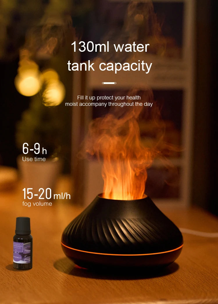 Portable Volcanic Aroma Diffuser with Color Flame