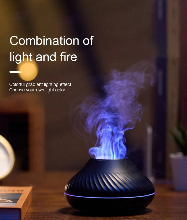 Portable Volcanic Aroma Diffuser with Color Flame