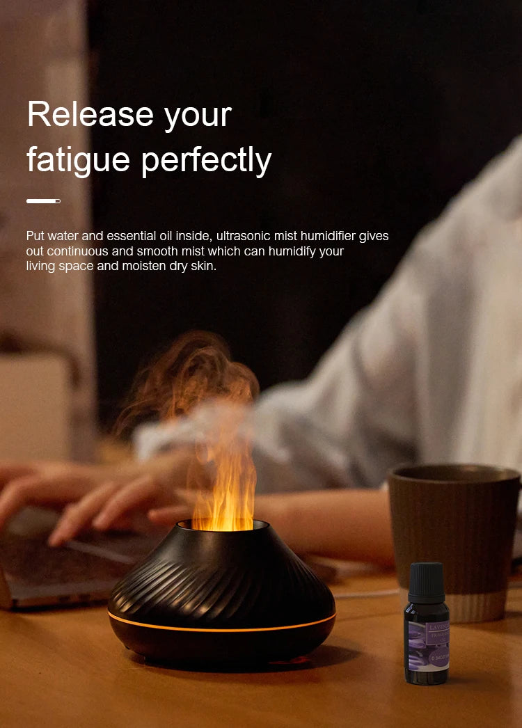 Portable Volcanic Aroma Diffuser with Color Flame