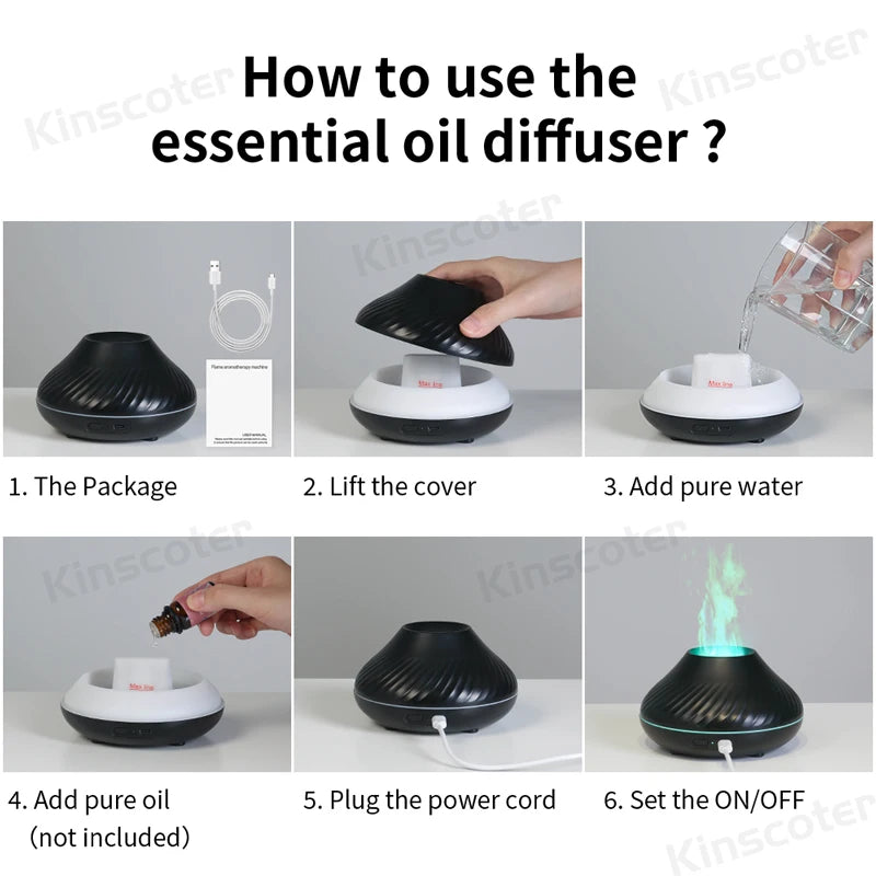 Portable Volcanic Aroma Diffuser with Color Flame