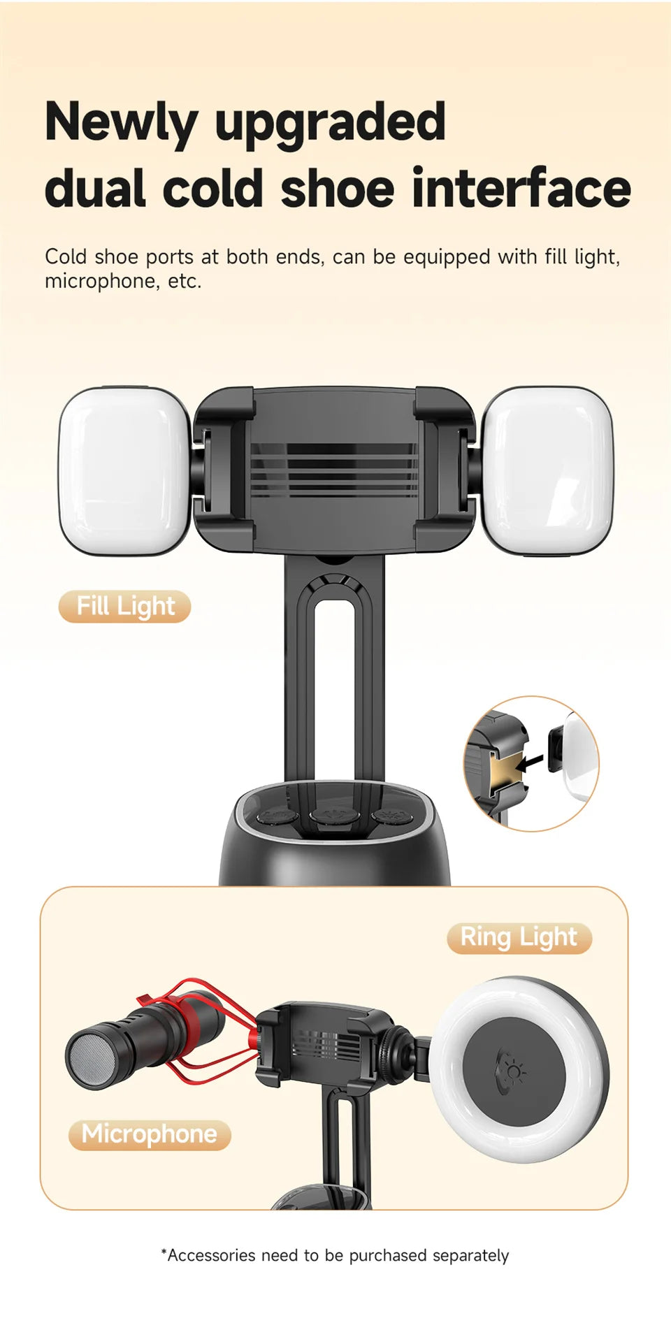 360 Gimbal Stabilizer Selfie Stand with lights