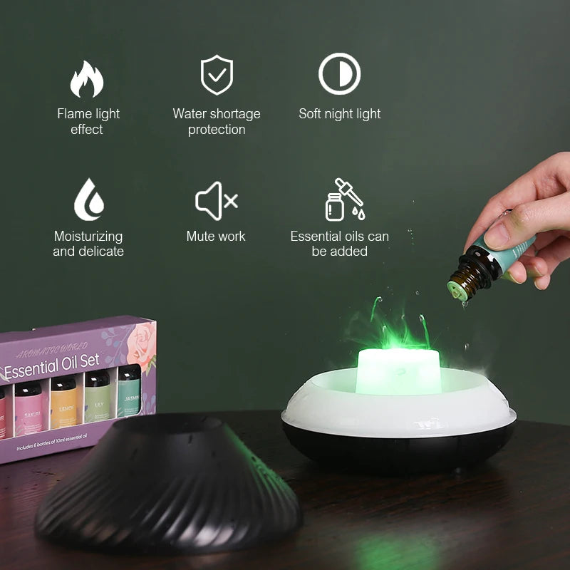 Portable Volcanic Aroma Diffuser with Color Flame