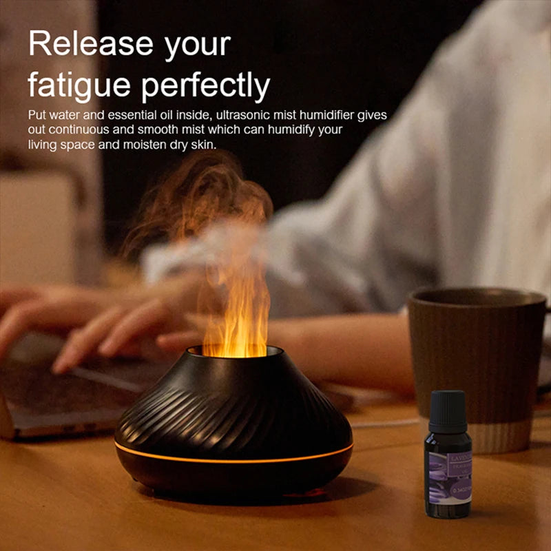 Portable Volcanic Aroma Diffuser with Color Flame