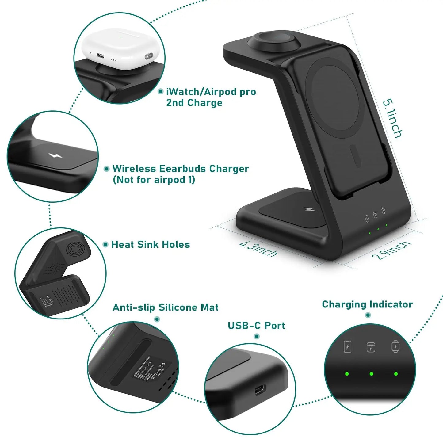 3-in-1 Portable Magnetic Charging Station