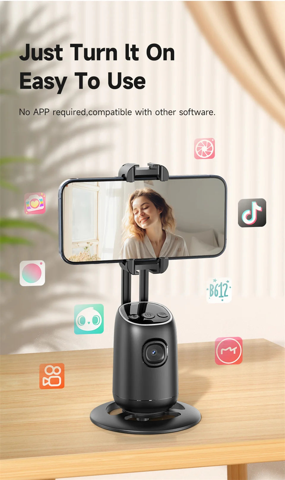 360 Gimbal Stabilizer Selfie Stand with lights