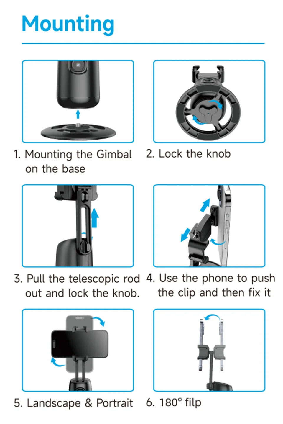 360 Gimbal Stabilizer Selfie Stand with lights